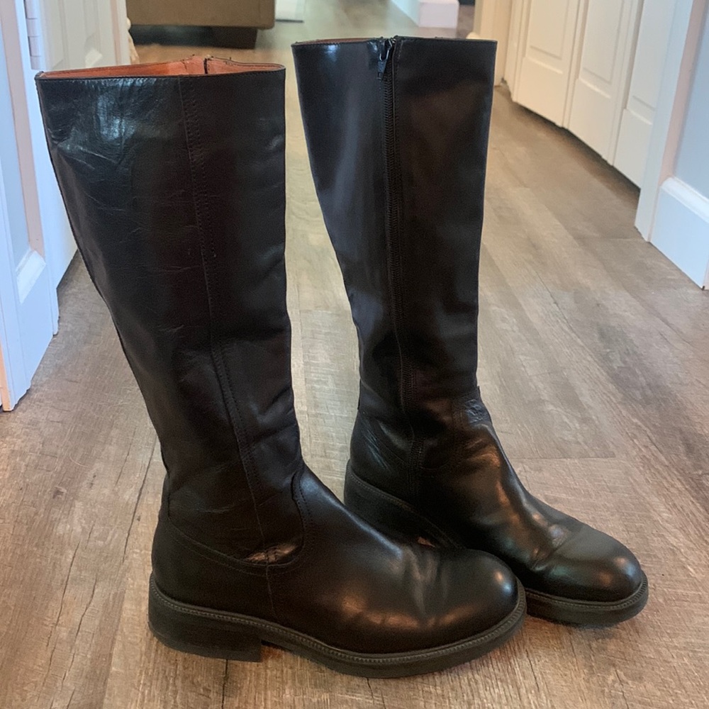 black leather made in italy italian jcrew knee high riding boots
